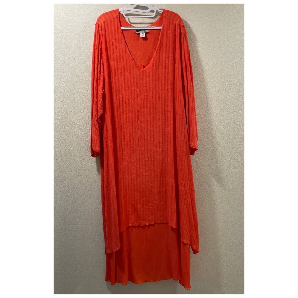 BYOB (Bring Your Own Body) Maxi Textured Layered Long Sleeve Orange Women 2X
